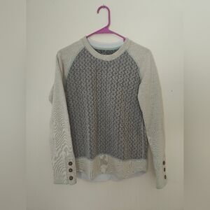 PrAna Aya Sweater Wool Blend Gray Off White Long Sleeve Women's Sweater XS